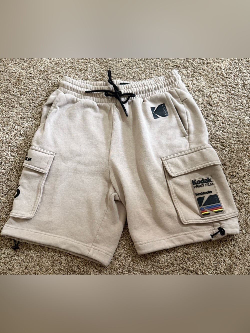 H&M Kodak Cargo Sweat Shorts Relaxed Fit Men’s Small Beige